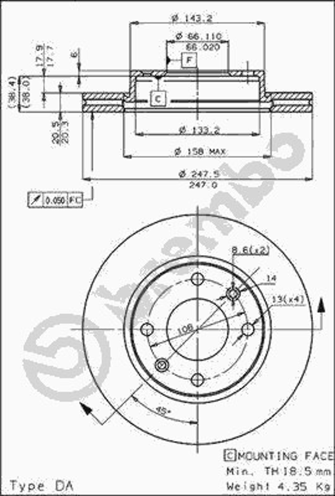 24152 AP AUTOMOTIV Диск тормозной