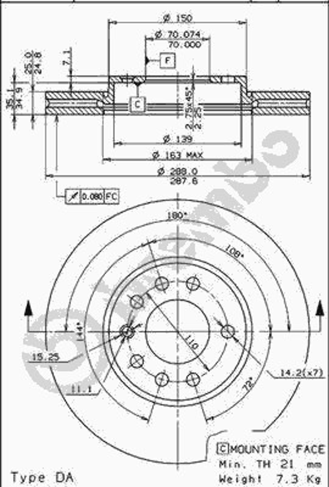 24656 V AP AUTOMOTIV Диск тормозной