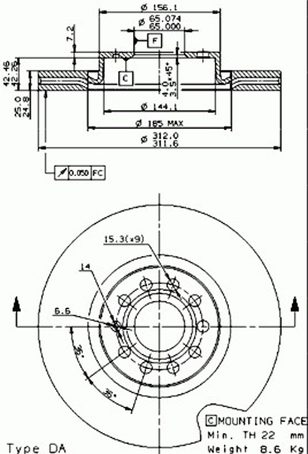 24966 V AP AUTOMOTIV Диск тормозной