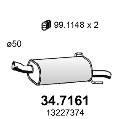 347161 глушитель (задняя часть) ASSO 347161