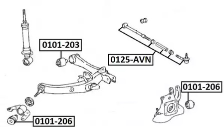 0101-206 toyota avensis 2003 сайлентблок задней цапфы ASVA 0101-206