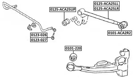 Сайлентблок задней тяги ASVA 0101-ACA2R2