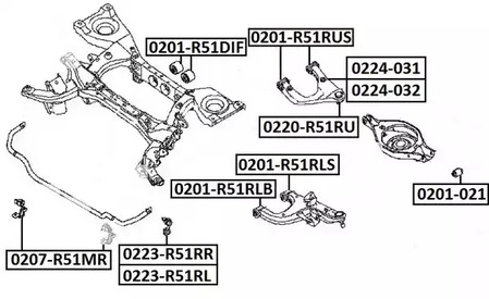 Сайлентблок рычага подвески ASVA 0201-R51RLB