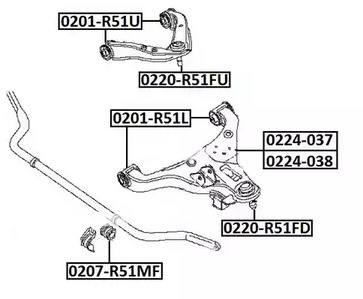 0220-r51fu 54524ea000 nissan pathfinder r51 2.5dci 2005.7 опора шаровая переднего верхнего рычага ASVA 0220-R51FU