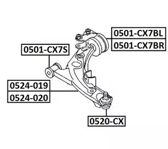 Комплект подшипников рычага подвески ASVA 0520-CX