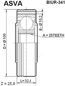 Шарнирный комплект, приводной вал ASVA BIUR-341