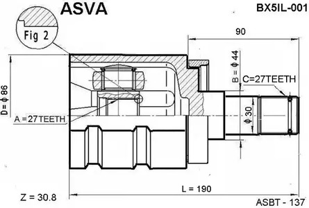 BX5IL-001 ASVA Шарнирный комплект, приводной вал