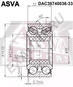 DAC38740036-33 ASVA Ступичный подшипник