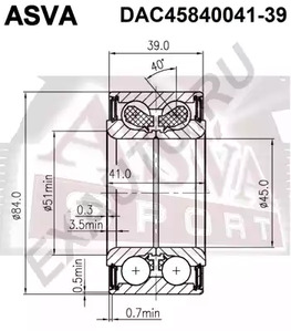 Подшипник ступичный ASVA DAC45840041-39