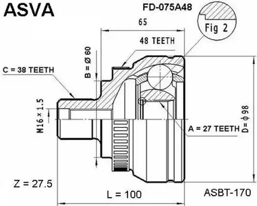 Шарнирный комплект приводной вал ASVA FD-075A48