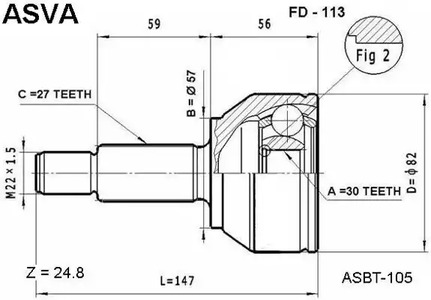 Шарнирный комплект приводной вал ASVA FD-113