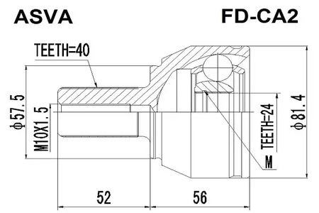 Шарнирный комплект, приводной вал ASVA FD-CA2