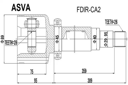 FDIR-CA2 ASVA Шарнирный комплект, приводной вал