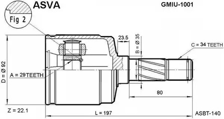 Шрус ASVA GMIU-1001
