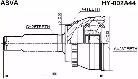 Шарнирный комплект, приводной вал ASVA HY-002A44