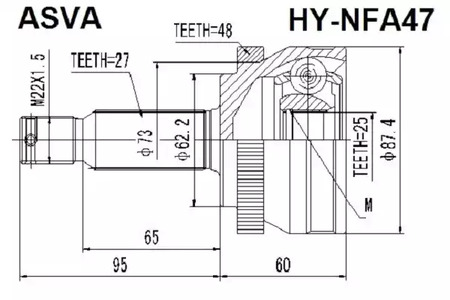 Шарнирный комплект приводной вал ASVA HY-NFA47