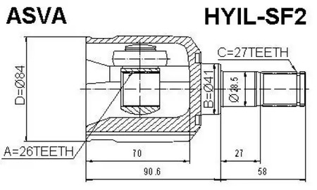 Шарнирный комплект приводной вал ASVA HYIL-SF2