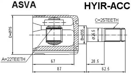 HYIR-ACC ASVA Шарнирный комплект, приводной вал