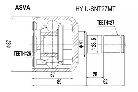 Шарнирный комплект, приводной вал ASVA HYIU-SNT27MT