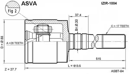 Шарнирный комплект приводной вал ASVA ISIR-1004