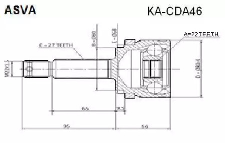 KA-CDA46 ASVA Шарнирный комплект, приводной вал