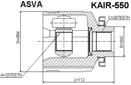 Шарнирный комплект приводной вал ASVA KAIR-550