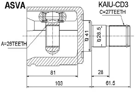 Шарнирный комплект приводной вал ASVA KAIU-CD3