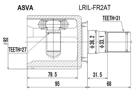 Шарнирный комплект, приводной вал ASVA LRIL-FR2AT