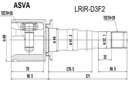 LRIR-D3F2 ASVA Шарнирный комплект, приводной вал