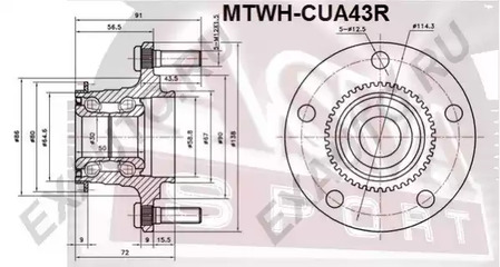 СТУПИЦА ЗАДНЯЯ 2WD С КОЛЬЦОМ АБС ASVA MTWH-CUA43R