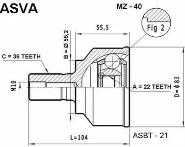 Шарнирный комплект приводной вал ASVA MZ-40