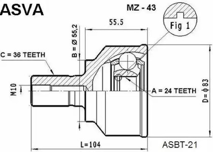 Шарнирный комплект приводной вал ASVA MZ-43