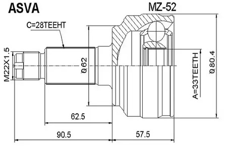 Шарнирный комплект приводной вал ASVA MZ-52