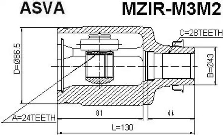 Шарнирный комплект приводного вала ASVA MZIR-M3M2