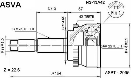 Шарнирный комплект приводной вал ASVA NS-13A42