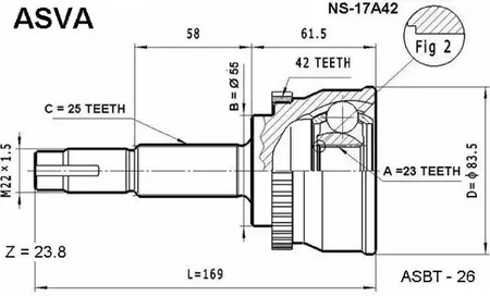 Шарнирный комплект приводной вал ASVA NS-17A42