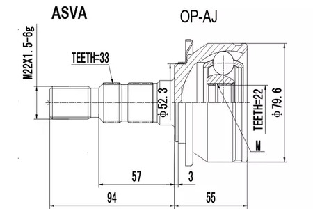 Шарнирный комплект приводной вал ASVA OP-AJ