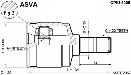 Шарнирный комплект приводной вал ASVA OPIU-5005
