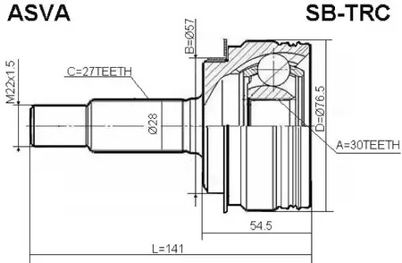 Шарнирный комплект приводной вал ASVA SB-TRC