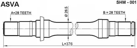 Полуось ASVA SHM-001