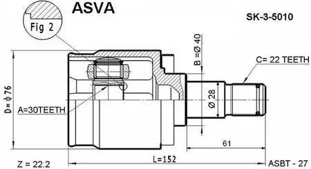 Шарнирный комплект приводной вал ASVA SK-3-5010