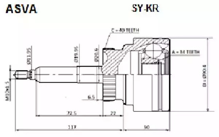 Шарнирный комплект приводной вал ASVA SY-KR
