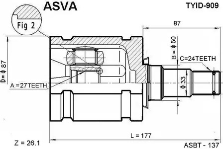 TYID-909 ASVA Шарнирный комплект, приводной вал