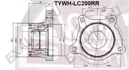 Ступица колеса заднего правого ASVA TYWH-LC200RR