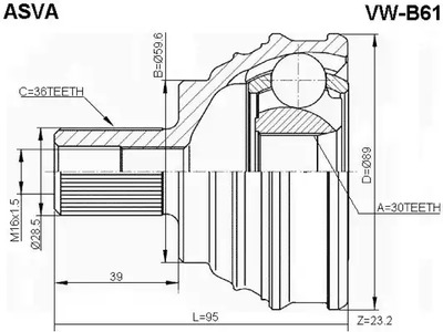 ШРУС ASVA VW-B61