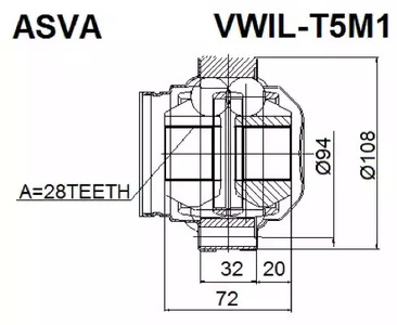 VWIL-T5M1 ASVA Шарнирный комплект, приводной вал