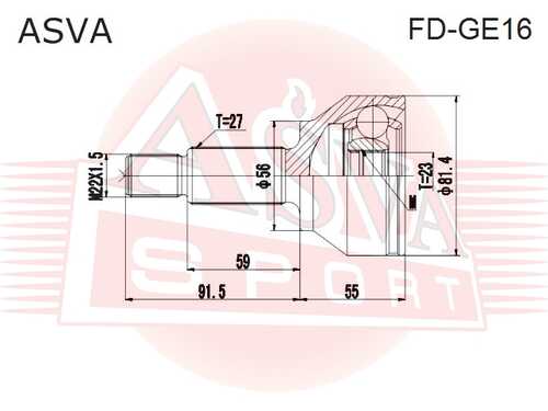 Шрус наружный 23x56x27 ASVA FD-GE16