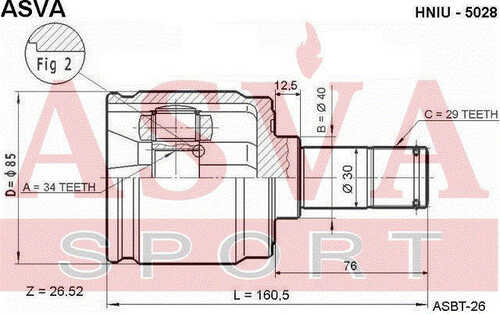 HNIU-5028 ASVA ШРУС ВНУТРЕННИЙ ЛЕВЫЙ 34x40x29