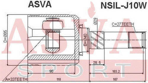 Шрус ASVA NSIL-J10W
