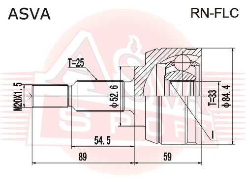 Шрус наружный 33x52.6x25 (10013150/190318/0012515/9 китай) ASVA RN-FLC